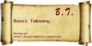 Boszi Taksony névjegykártya